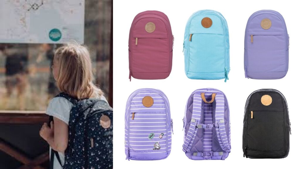 urban midi skoletaske til 2 klasse lilla skoletaske lilla rygsæk norsk skoletaske med læderrem skandinavisk design skoletaske sort skoletaske rosa skoletaske